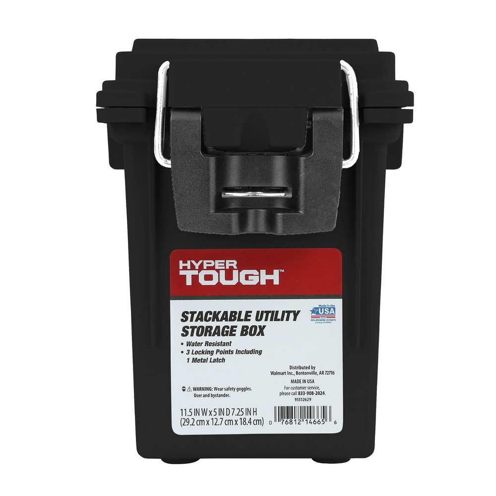 2 Pack Hyper Tough Locking Tool Box, Stacking Utility Organization Black