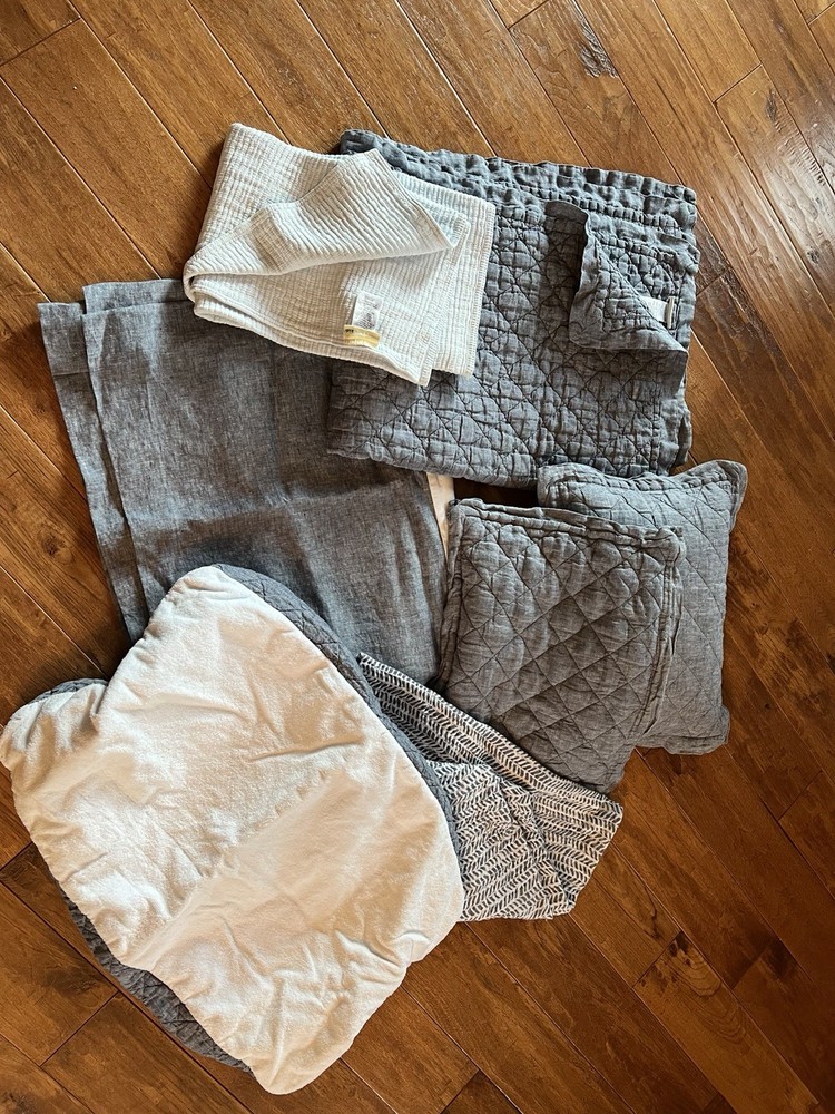 Pottery Barn Kids Belgian Flax Crib Bedding Set Bundle