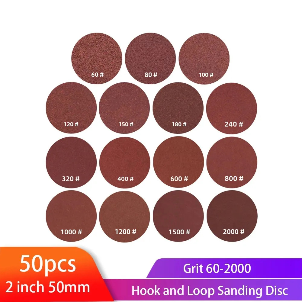 2inch 50mm Sanding Discs Round Shape Sandpaper 60-2000 Grit Hook Loop sand paper