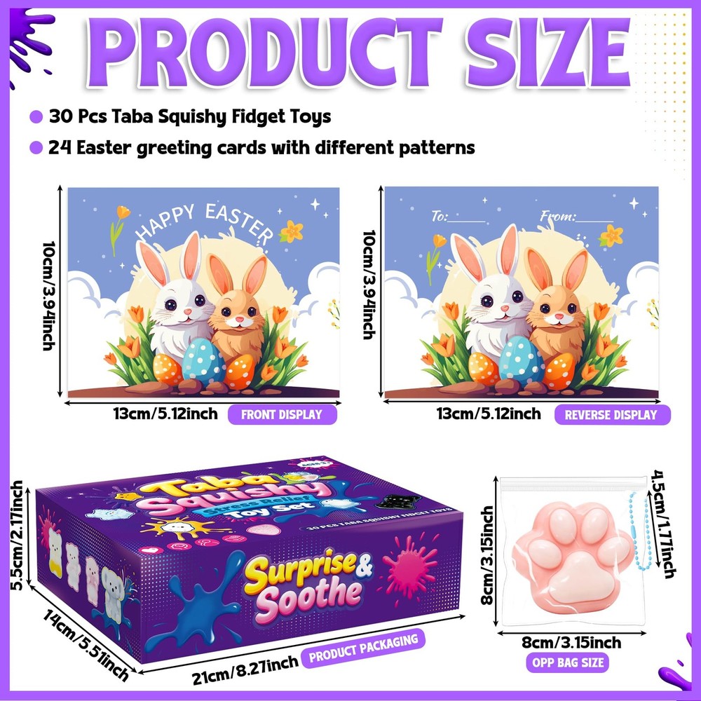 30Pcs Mini Taba Squishies Kit Fidget Toys, Include Mini Taba Squishies Pack w...