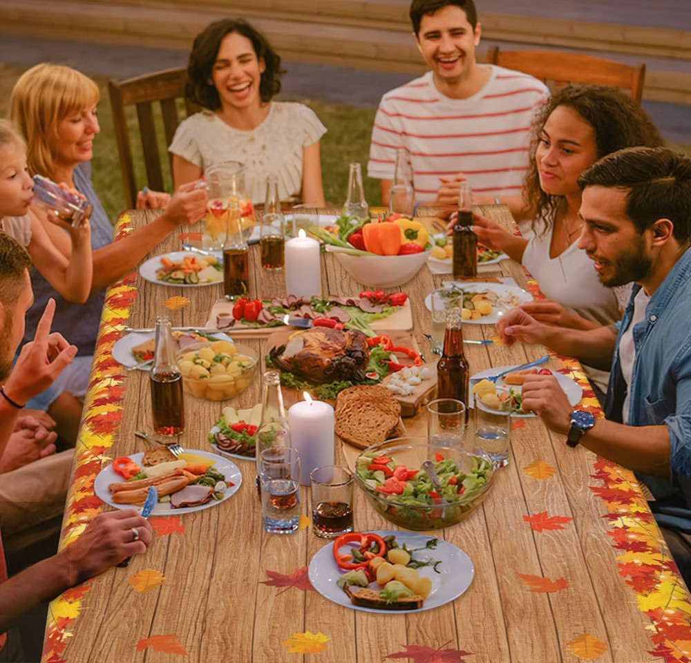 Disposable Thanksgiving Plastic Tablecloth – 2 Pack Rectangular, Fast USA Ship