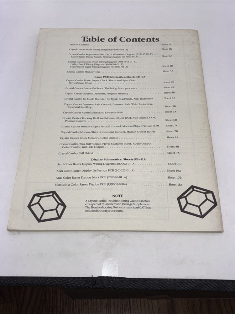ATARI Crystal Castles Operator's Manual & Schematic Package Supplement 1983 FD13