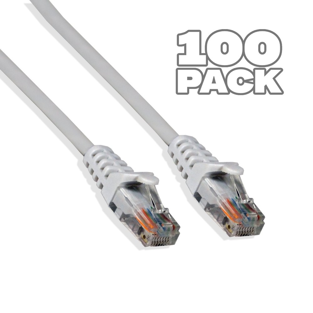 100 Pack - 2ft Cat5e Cable Ethernet LAN Network RJ45 Patch Cord Internet White