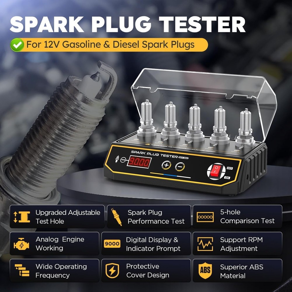 Spark Plug Tester Automotive Upgraded 5-Hole Height Adjustable Engine Ignitio...