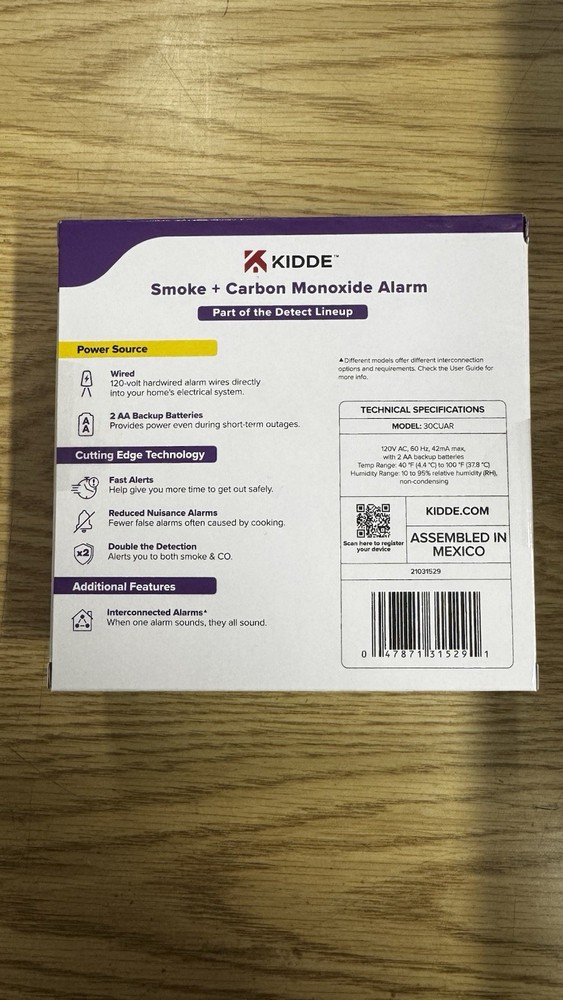 Kidde 30CUAR Detect Smoke +Carbon Monoxide Alarm