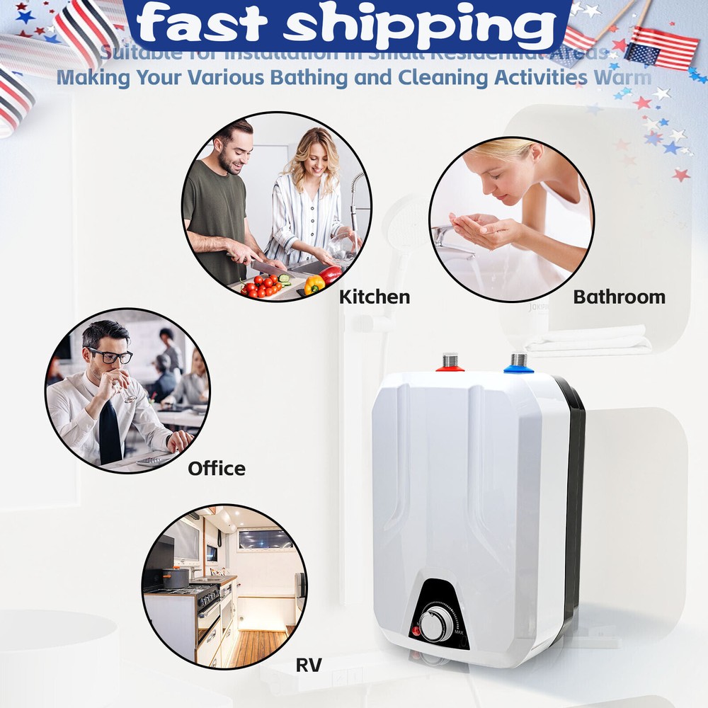 8L 1500W Instant Hot Water Heater Electric Tankless On Demand House Shower Sink