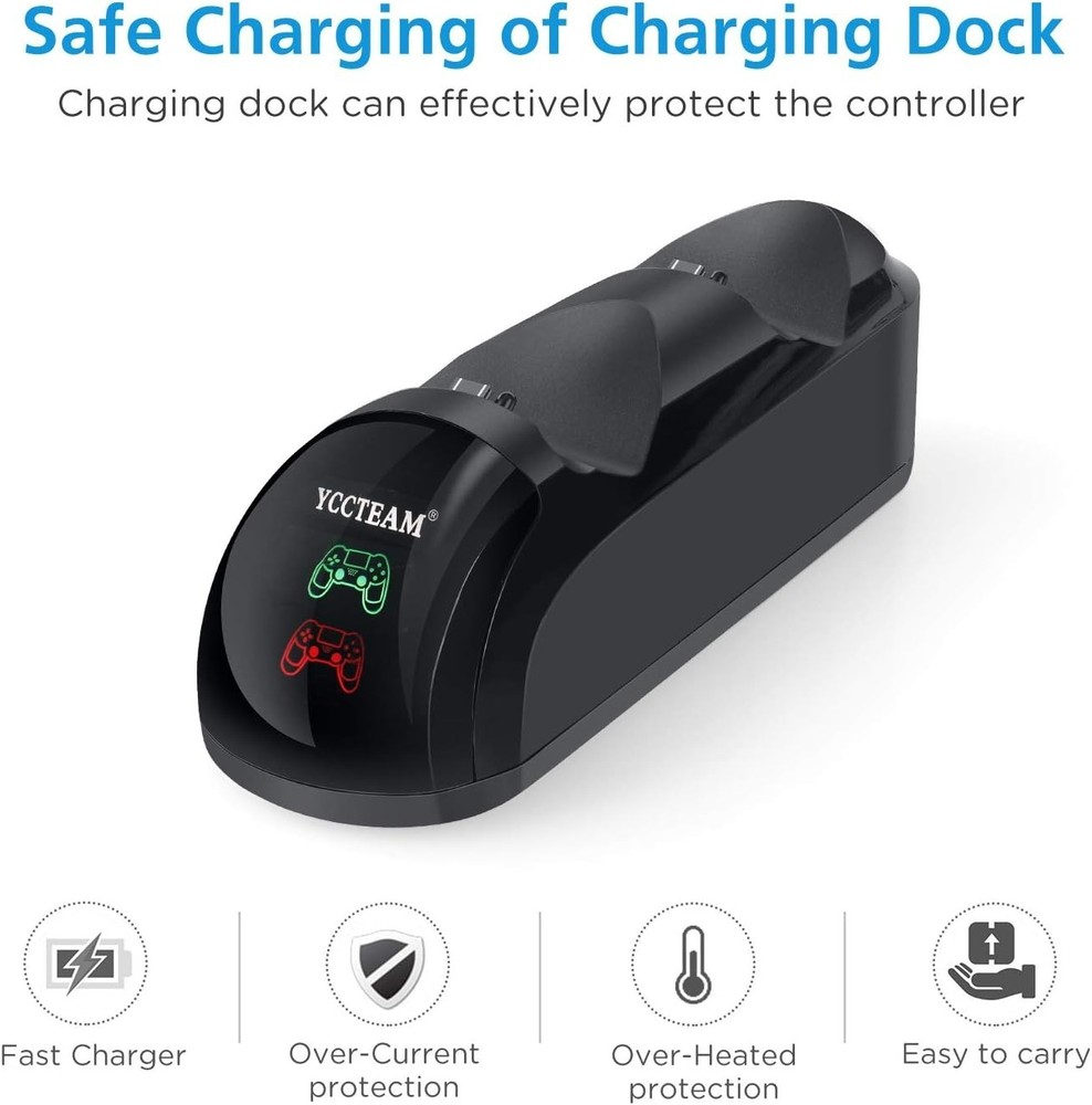 Efficient PS4 Controller Fast Charging Dock - Dual Charging with Status Light