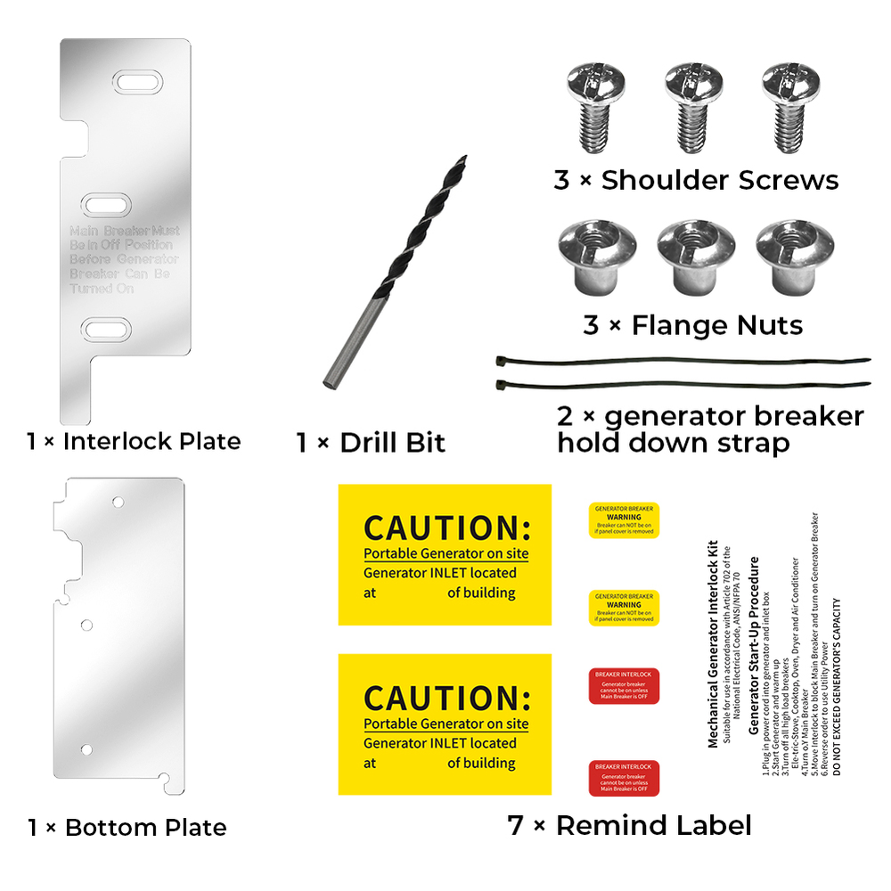 For Square D 200 Amp Panel Generator interlock Kit Main Breaker Panels Set US