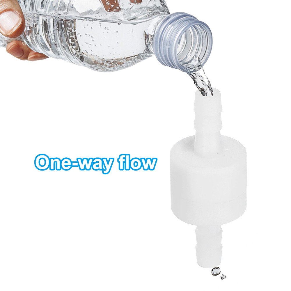 2 Pcs 1/4" Plastic One Way Inline Check Valve, Barb Hose Non Return, White