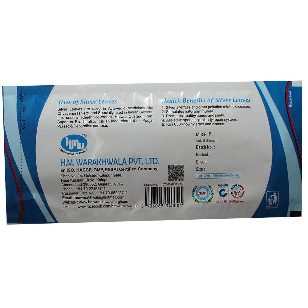 HMW Silver Leaves 15 Sheets (Pack Size: Med)