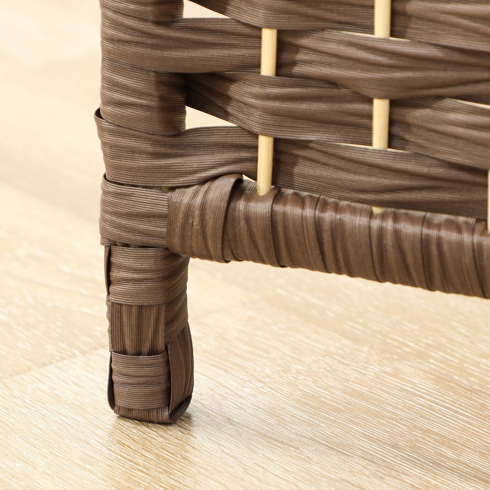 4 Panel Room Divider Hand-Woven Freestanding Partition, Brown