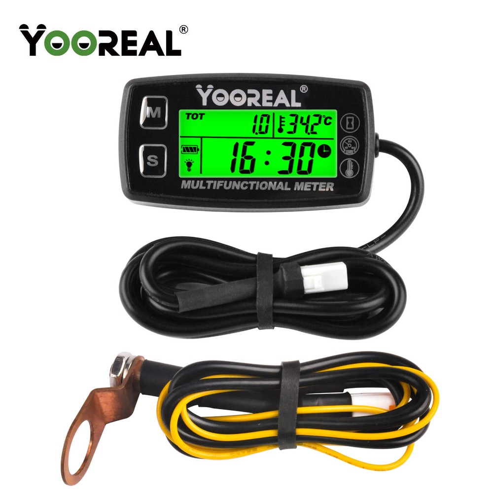 Digital Tachometer Hour Meter Engine Temperature Gauge For Chainsaws Tractor etc