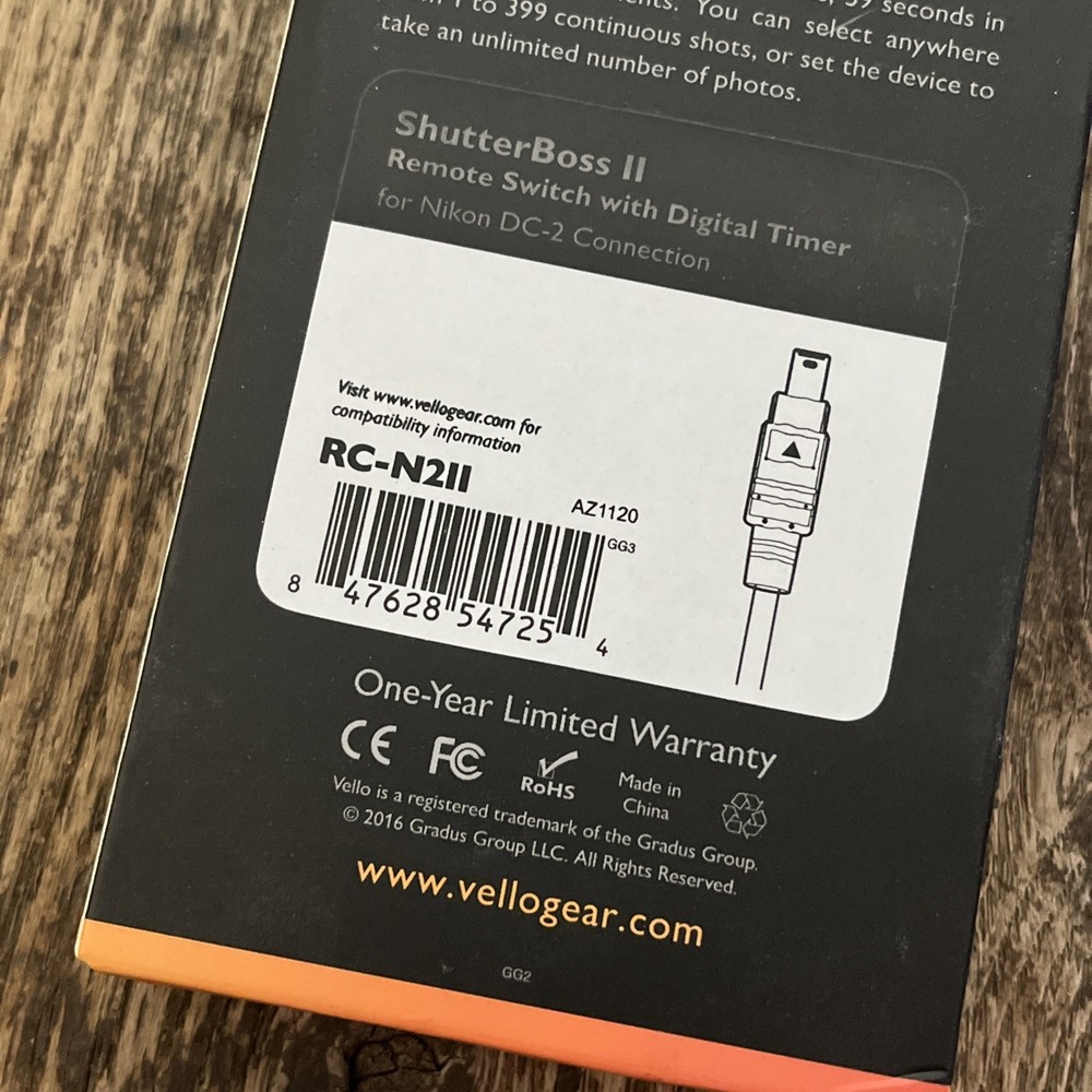 VELLO Shutterboss Version II Remote Switch Digital Timer RC-N2II for Nikon