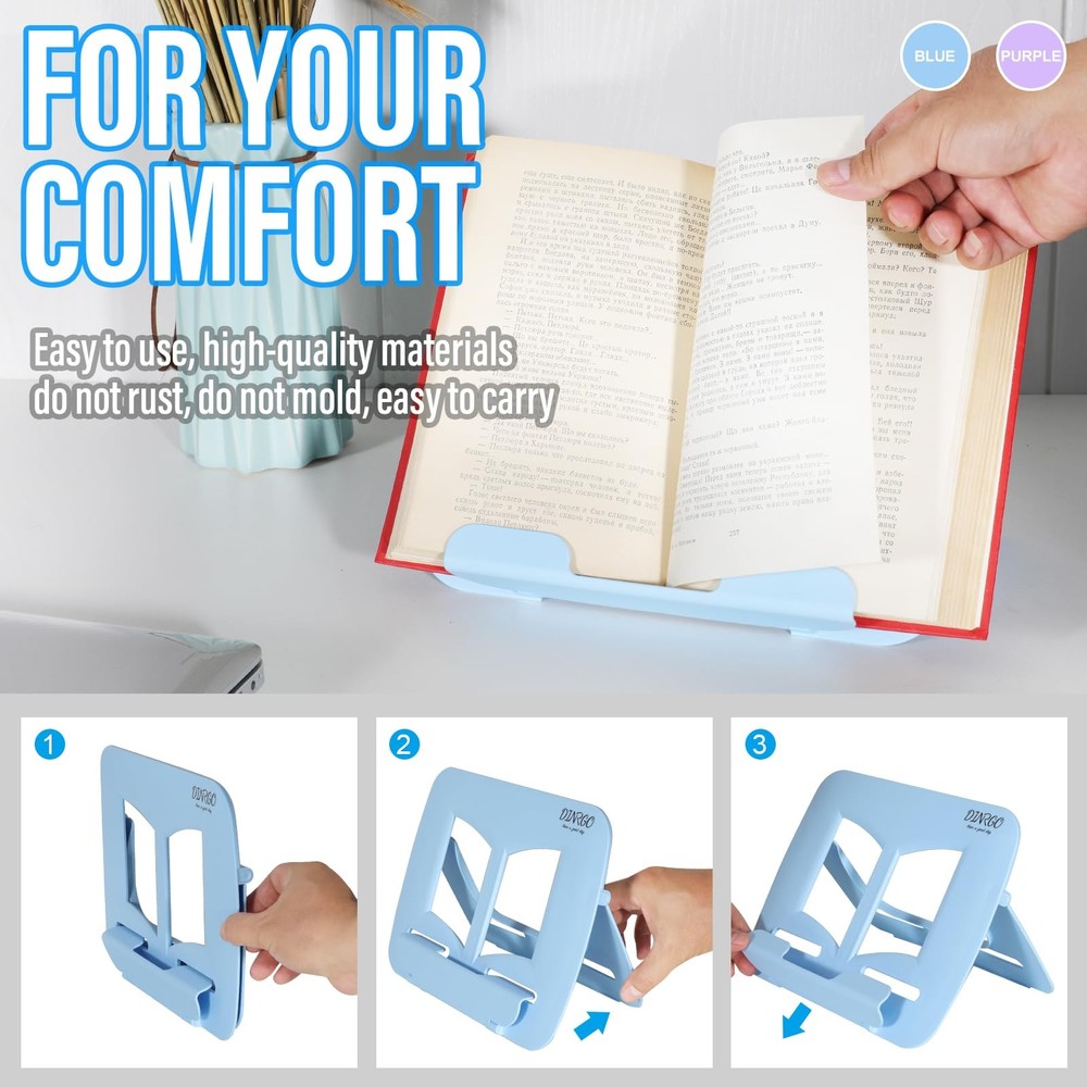 Book Stand - Adjustable & Portable Document Holder for Kitchen Reading Desk S...