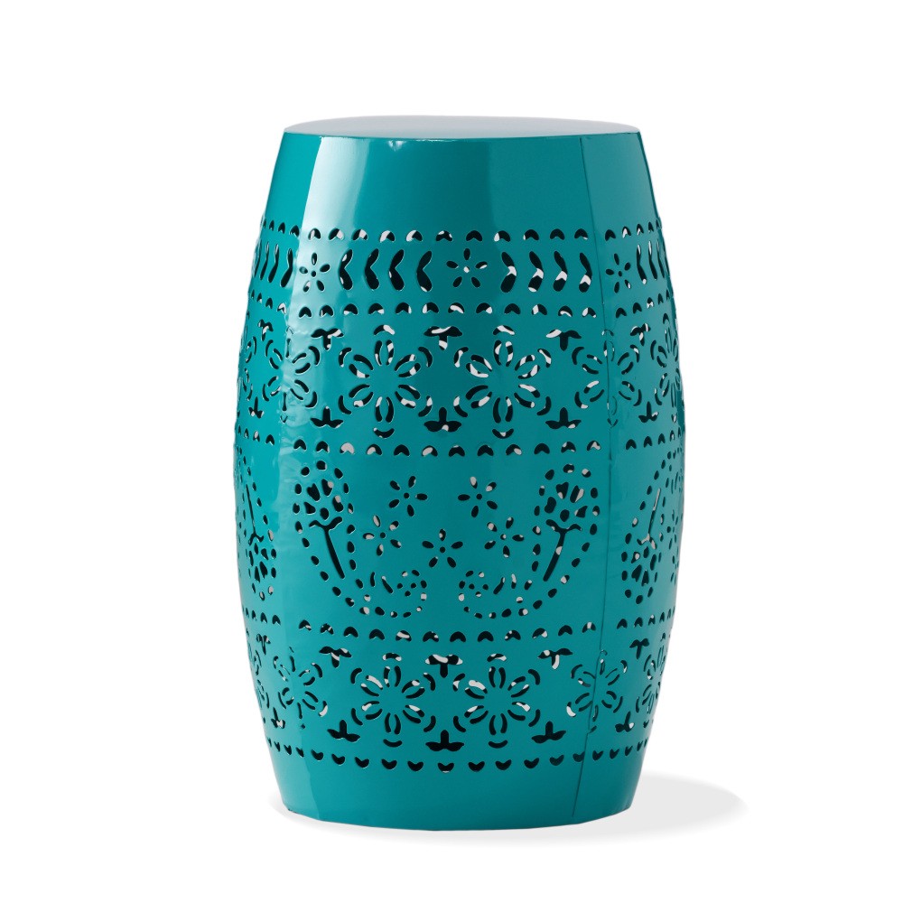 Home Ruby Outdoor 12" Iron Side Table, Teal