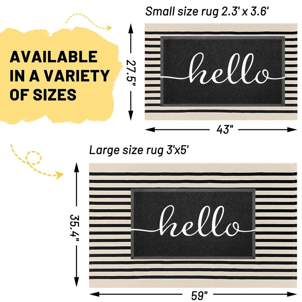 KILOCOCO Beige Striped 3' x 5' (Rectangular), Light and Black Stripe