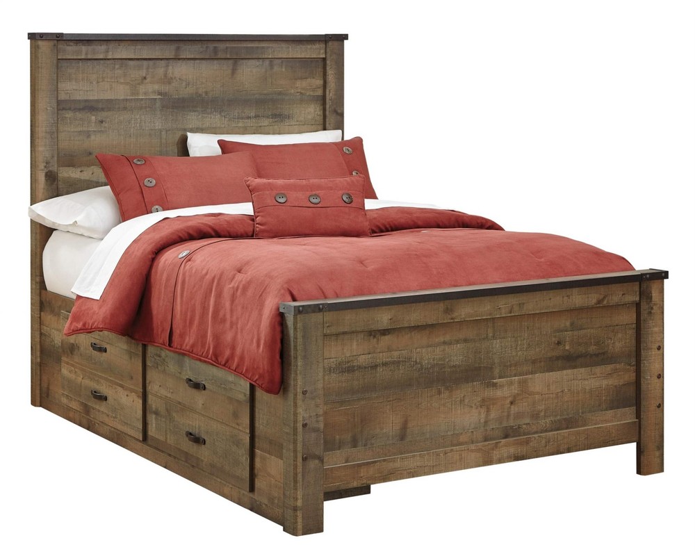 Bowery Hill Transitional Wood Full Panel Headboard in Brown Finish