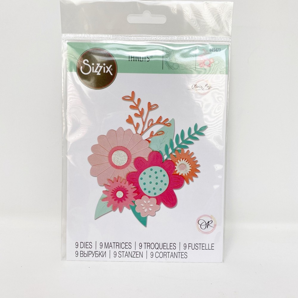 Sizzix Thinlits Bold Flowers by Olivia Rose Cutting Dies Florals 665473 NEW