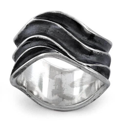 925 Sterling Silver Abstract Wave Ring