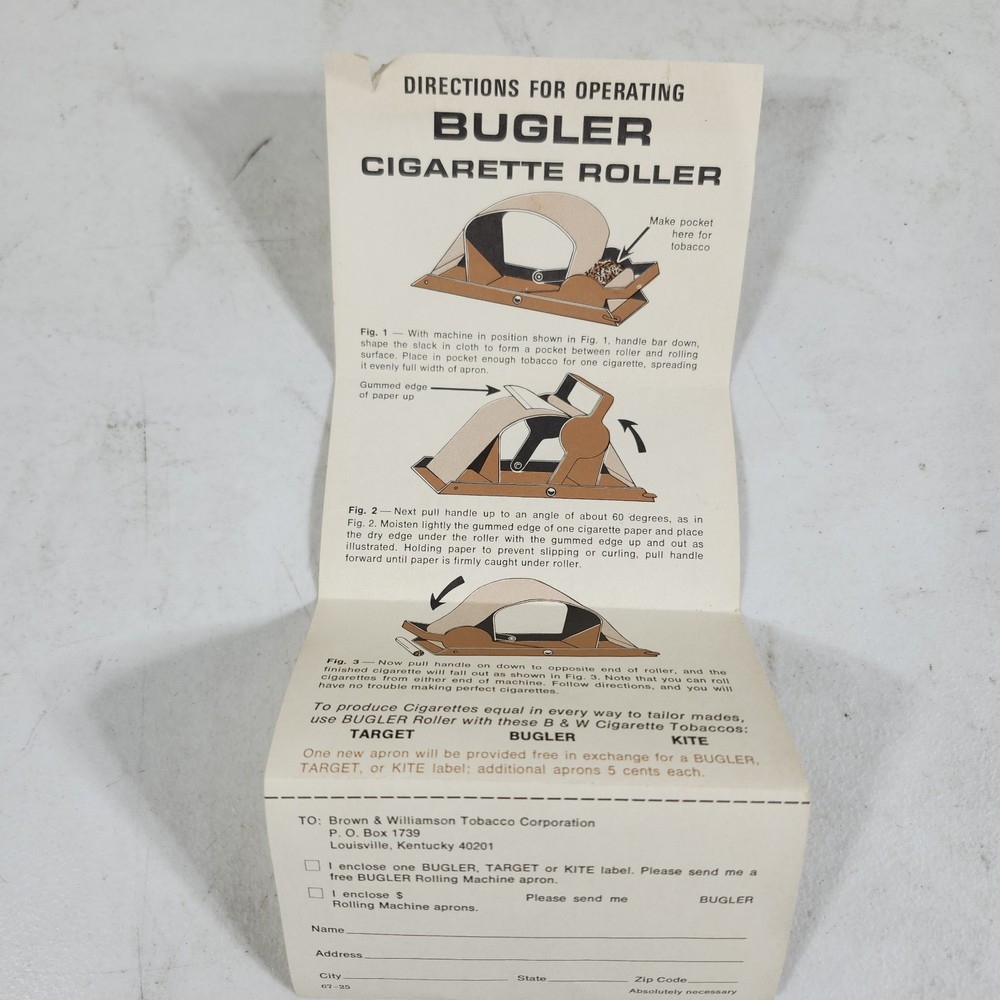 Vintage Bugler Thrift Kit Cigarette Rolling Machine in Original Box