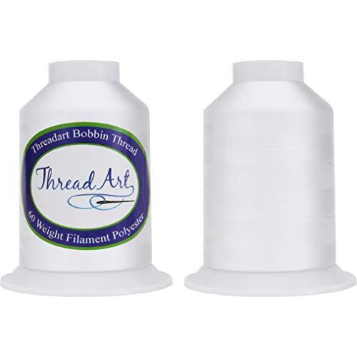Threadart Bobbin Thread - 60wt White - Two Huge Spools of 5000 Meters - White &