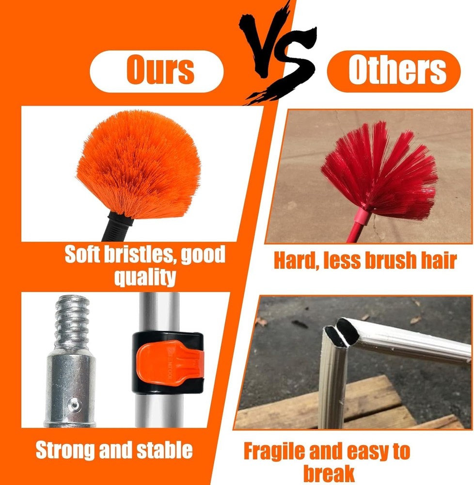 Extendable Cobweb Duster 26FT - Lightweight Aluminum Pole, Scratch-Free