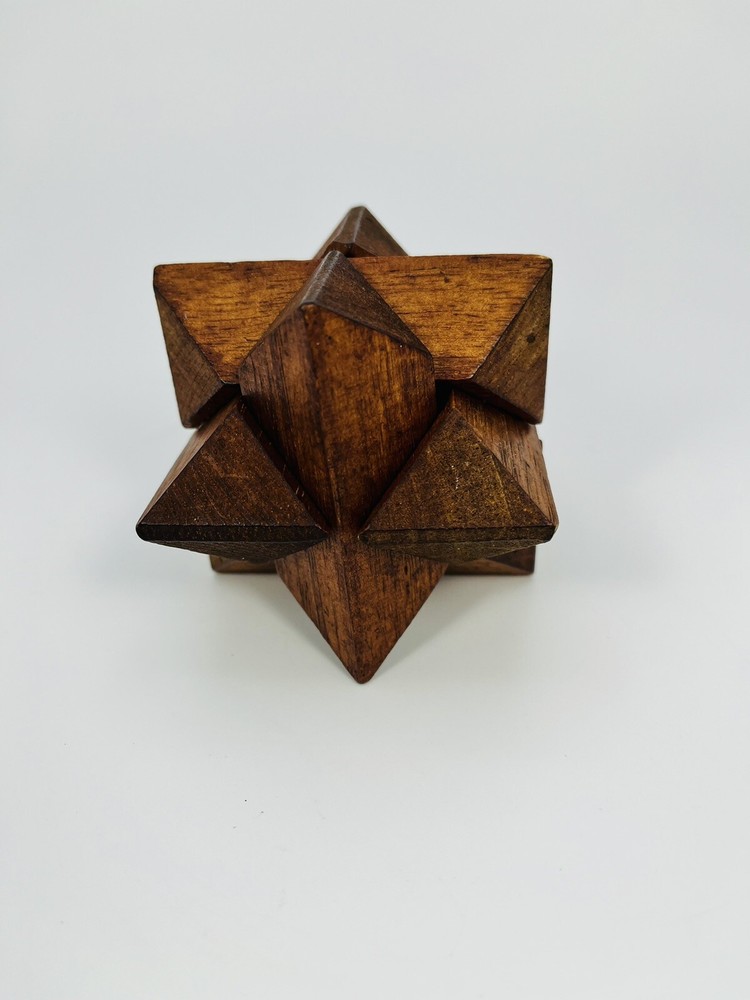 Star Puzzle Wood Cube Brain Tease 3D Mind Challenge Game