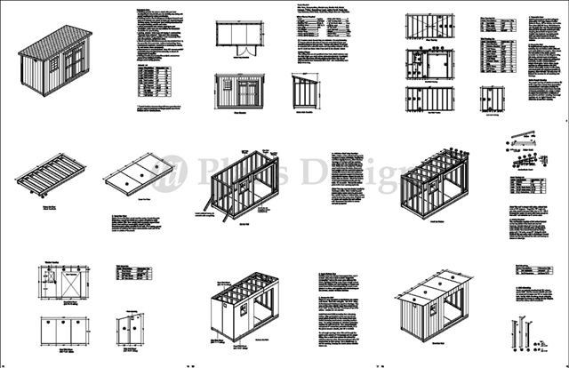 Shed Plans, 6' x 12' Modern #D0612M, Material List & Step-by-step instructions
