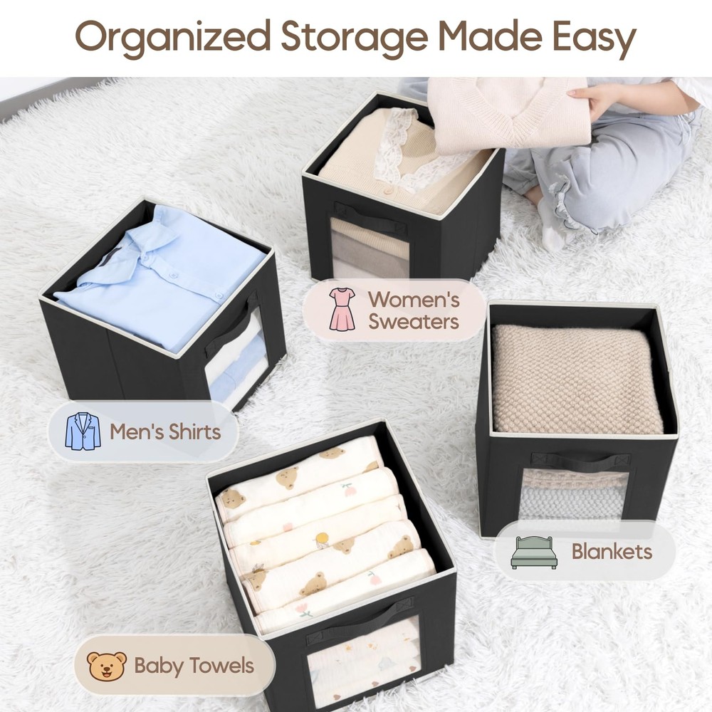Cube Storage Bins - Fabric Shelves for Closet Organization, Foldable Storage ...