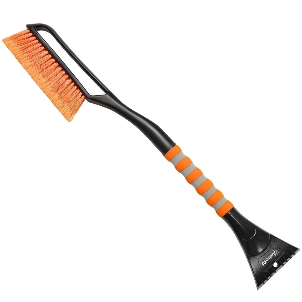27" Dual Function Snow Brush and Ice Cleaner - Lightweight, Durable Orange Tool