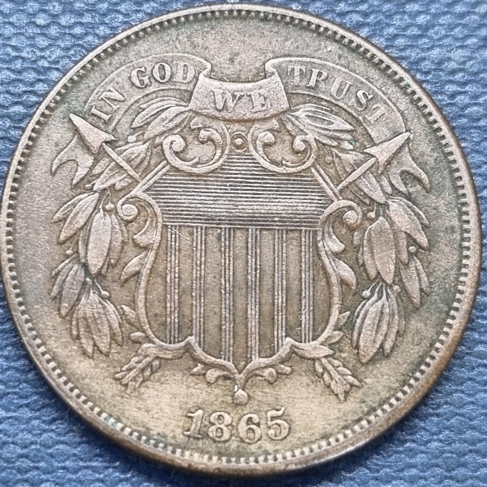 1865 Two Cent Piece 2c XF - AU #99377