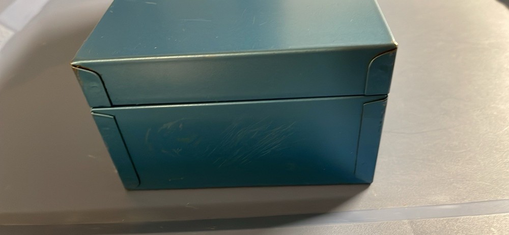 Vintage Blue Metal Combination Lock Box