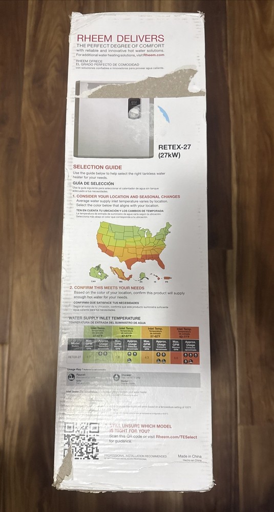 Rheem Retex-27 (27kW) Electric Tankless Water Heater Retex 27 (New Open Box)
