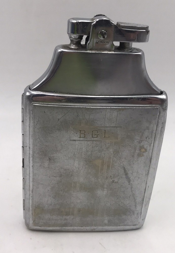 ART DECO RONSON MASTERCASE LIGHTER AND CIGARETTE CASE COMBO Inscribed