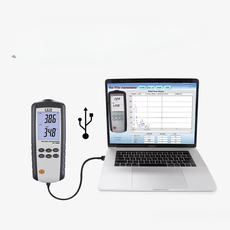 DT-3880 Handheld Thermal Anemometer High-Precision Sensor Wind Speed Meter