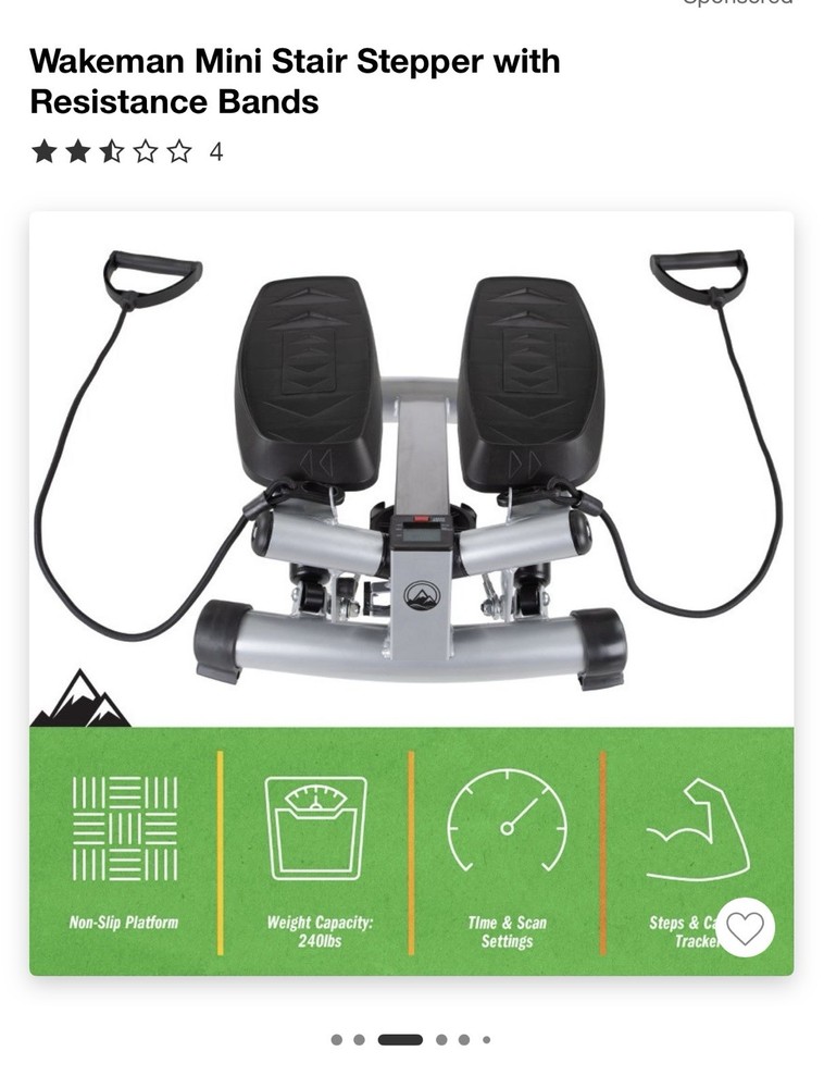 Wakeman Mini Stair Stepper With resistance Bands