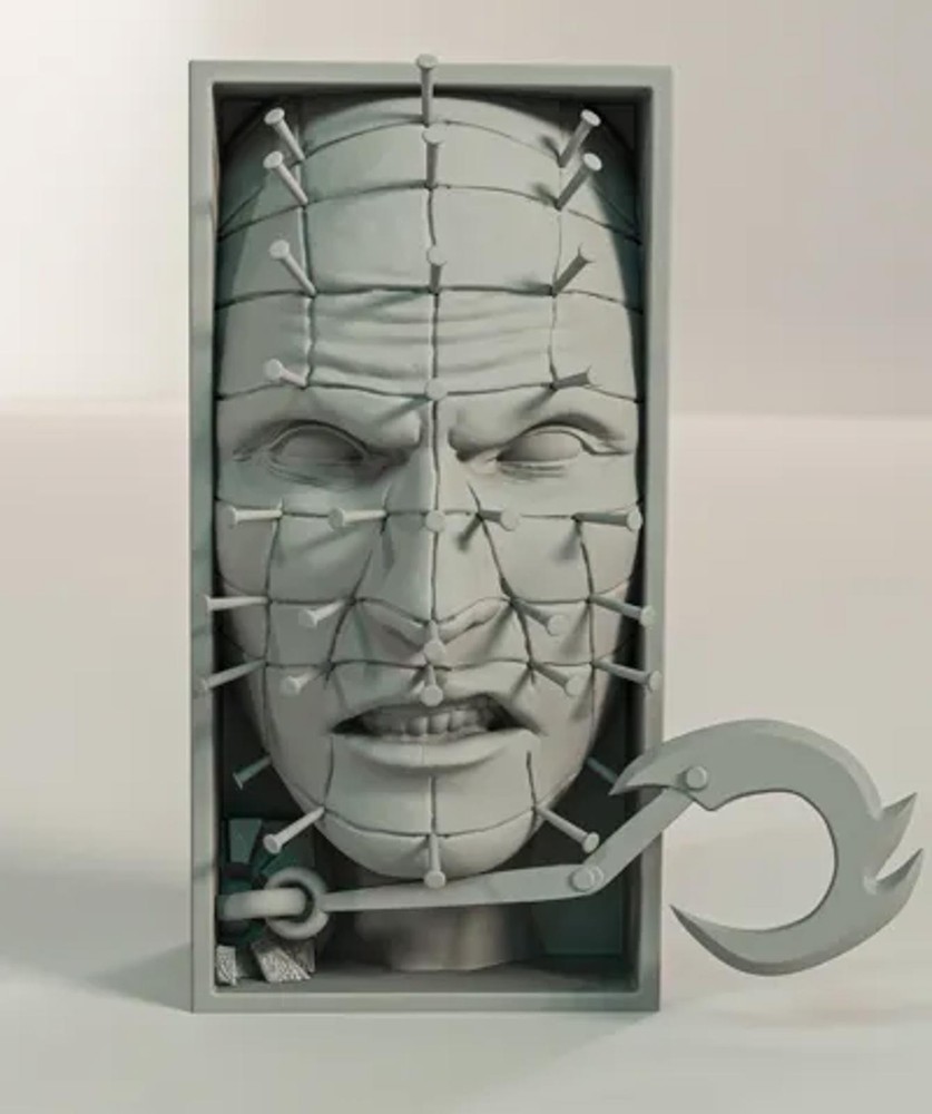 Pinhead Hellraiser Book Nook - Cenobite Horror Bookshelf Insert Decor