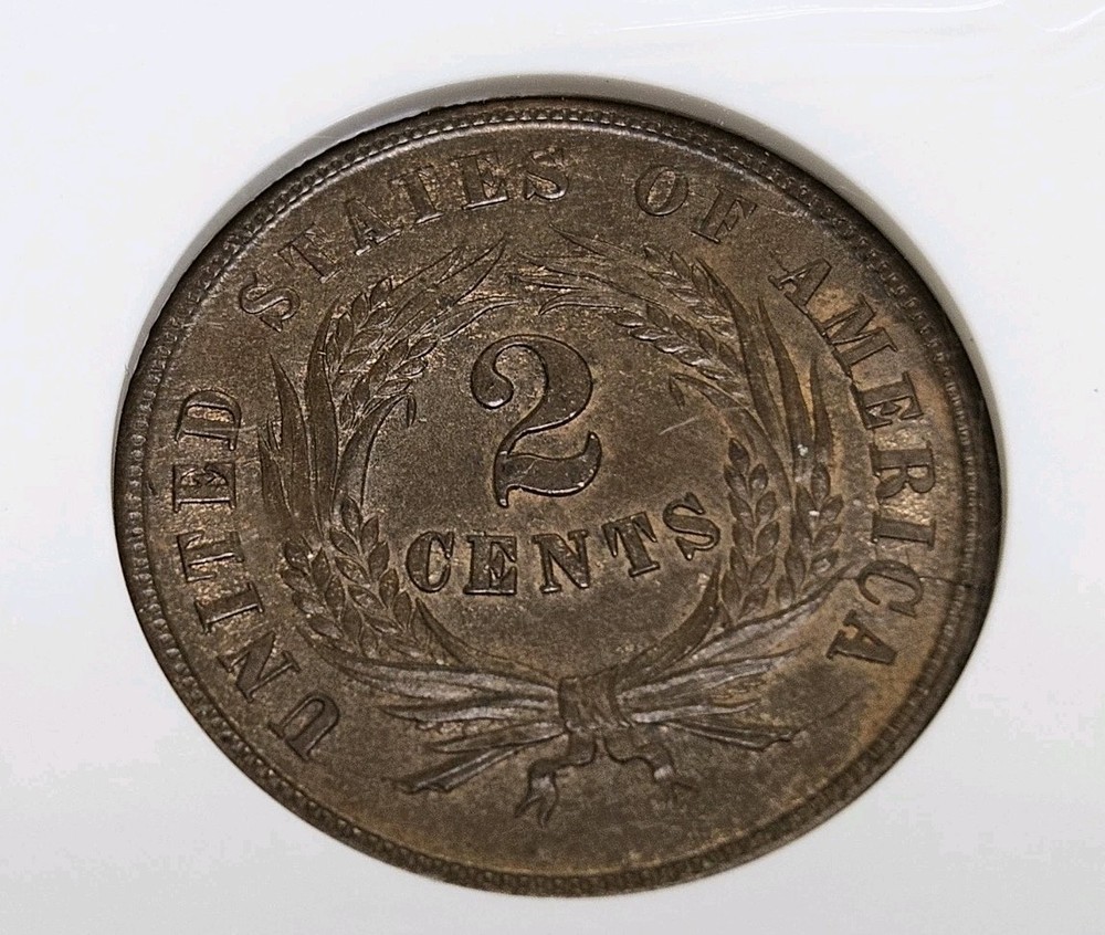 1864 Large Motto 2 Cent NGC MS65 BN Classic Tan Holder