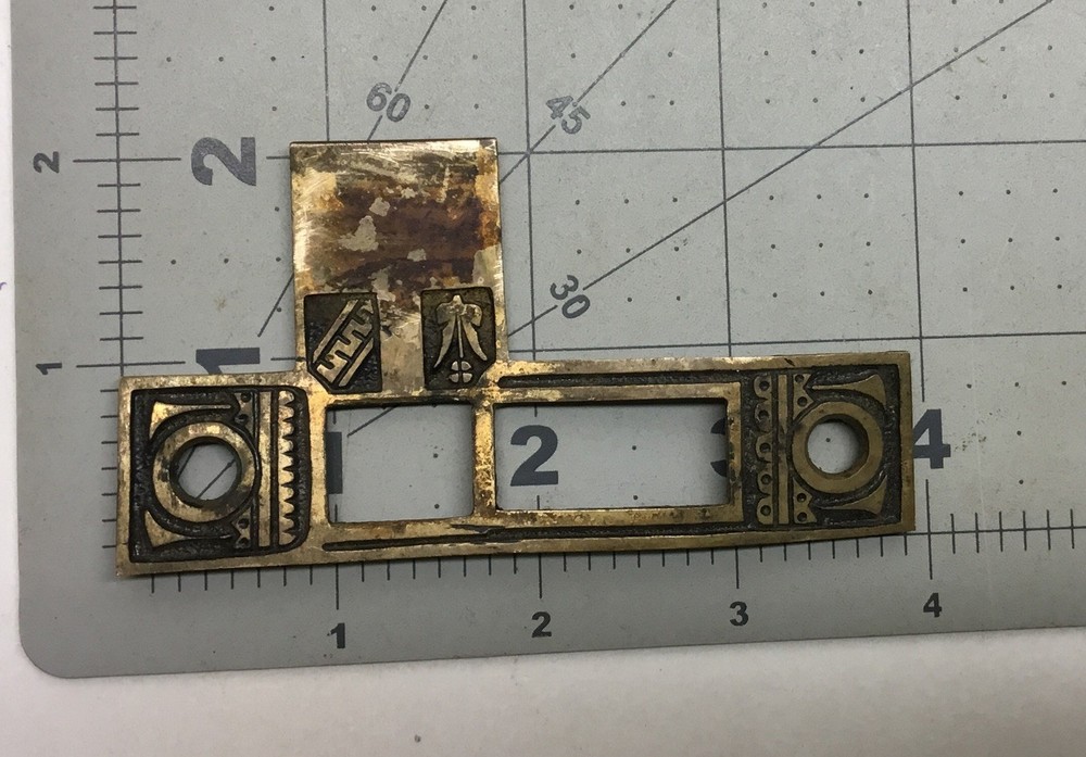 Antique Ornate Large Solid Brass Striker Plate Reversible…….[B1]