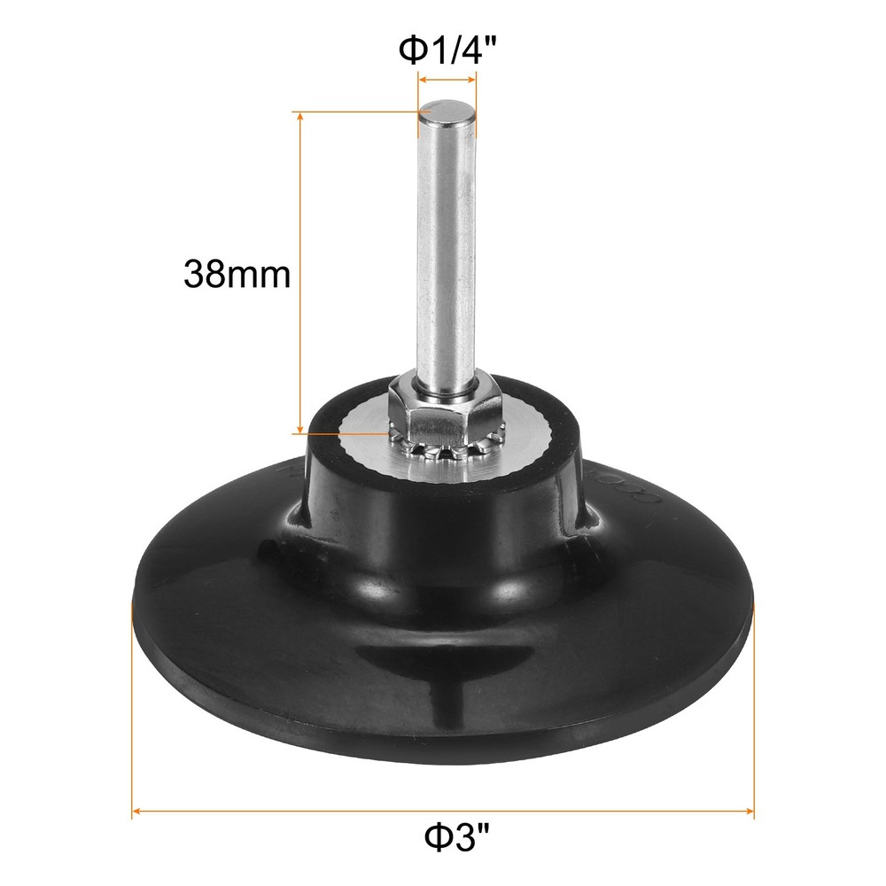 5Pcs 3" Disc Pad Holder Quick Change Discs 1/4" Shank Mandrel, Black