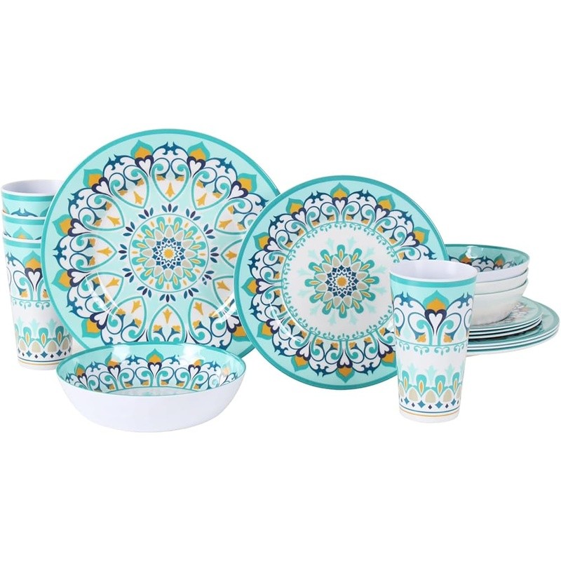 Melamine Dinnerware Kitchen Break Resistant Dishwasher Safe Indoor Outdoor Use