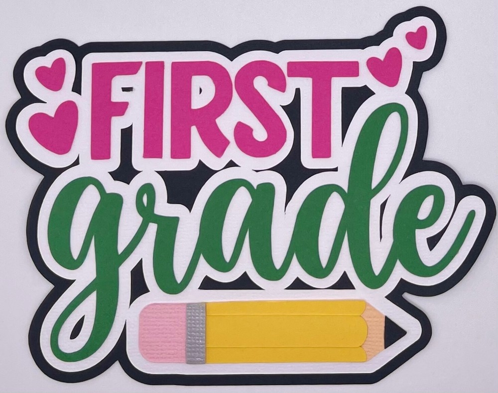 School - First Grade - Paper Piecing Scrapbook Embellishment Die Cuts