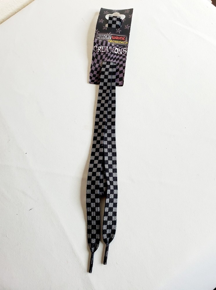 Robert Wayne Footwear Crieations Shoe Strings 45" Grey & Black Check