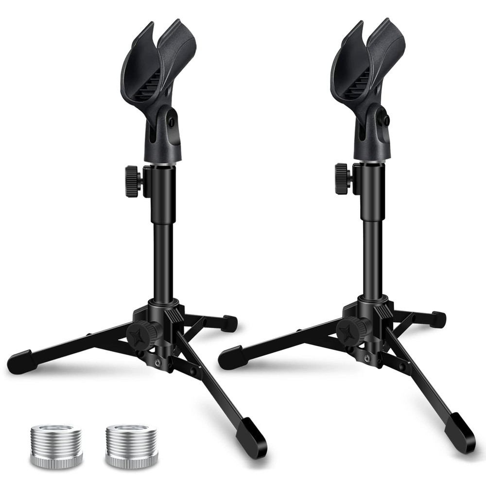 Mictop 2 Pack Desktop Mic Stand, Portable Foldable Tripod with 2 Pack, Blue