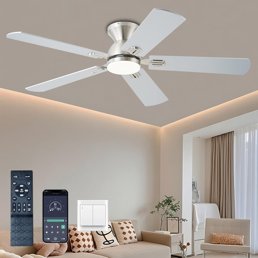 Ceiling Fan with Light,52 Inch Low Profile Ceiling Fans with Remote Control and