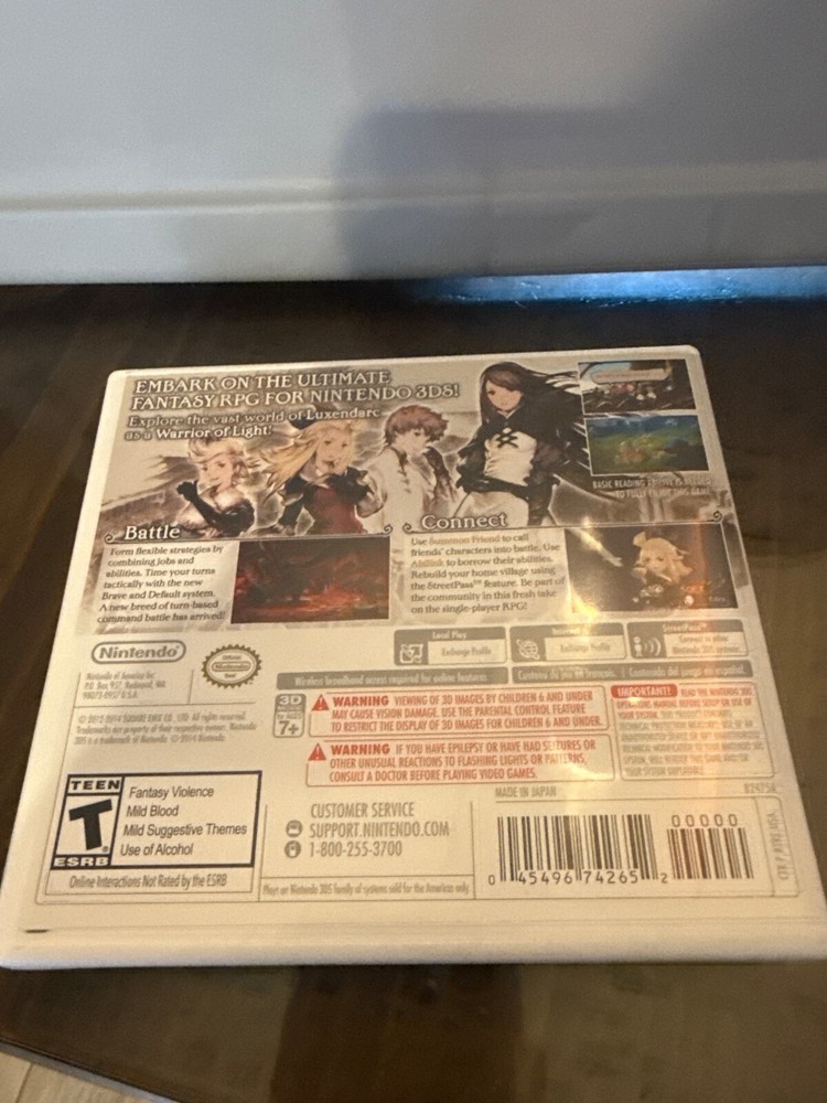 Bravely Default (Nintendo 3DS) Original Case And Manual Only