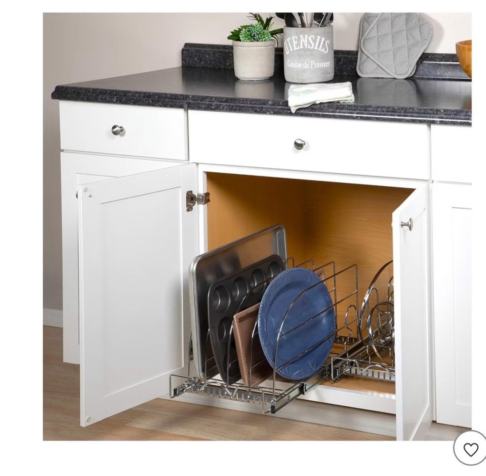 Hold N Storage Pull Out Chrome Organizer for Bakeware Under Cabinet 11"x21"