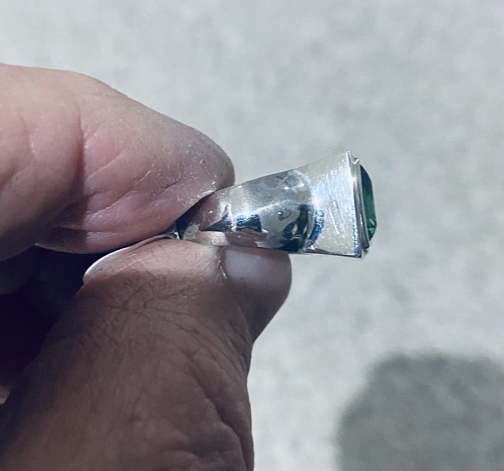 Green Crystal Ring Sterling