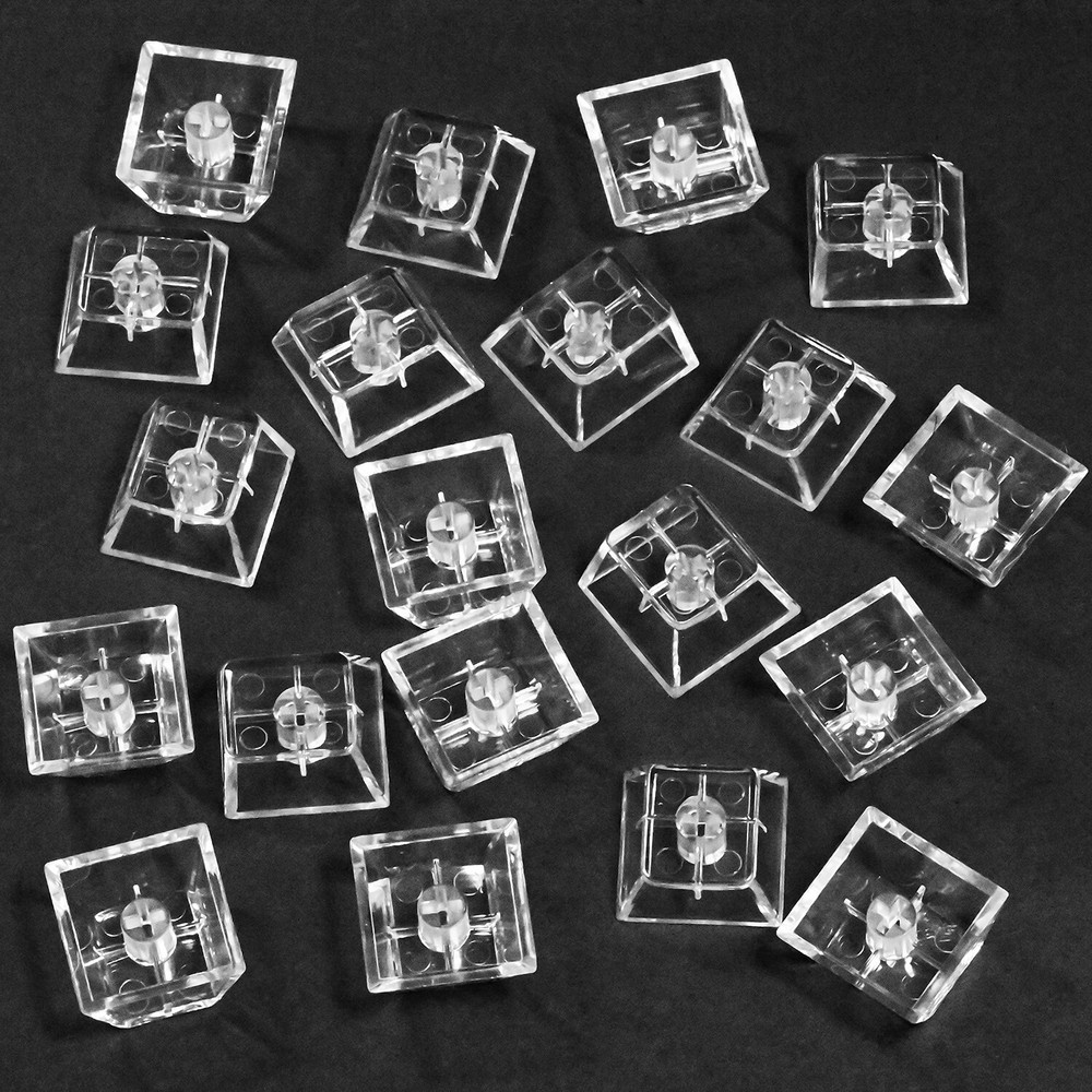 20 Keycaps for Mechanical Keyboard MX Switch Testing - Transparent Polycarbonate