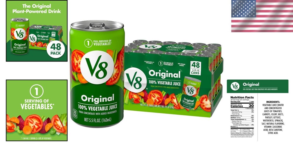 48-Pack 100% Vegetable Juice, 5.5 fl oz